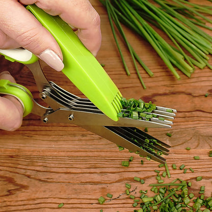 RSVP International Kitchen Tool Collection Herb Scissors with Protective Cover/Blade Cleaner, Dishwasher Safe, 7.75x3.25"