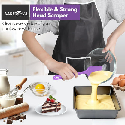 BakeRoyal Silicone Spatula Set - 4-Piece Rubber Spatulas Silicone Heat Resistant 600°F for Everyday Task - Seamless Design Kitchen Spatulas for Nonstick Cookware - Royal Blue