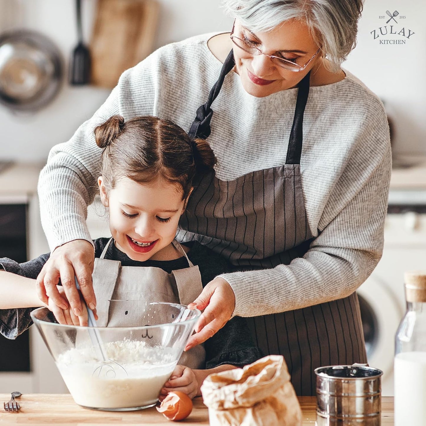 Zulay Kitchen 13-Inch Danish Dough Whisk - Stainless Steel Wooden Whisk with Dough Hook - Sourdough Whisk for Bread, Pizza, Pastry, Cake Batter & More - Wood