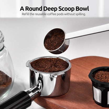 U-Taste Coffee Scoop 1 Tablespoon: 18/8 Stainless Steel Measuring Scooper for Ground Coffee, Bean, Powder, Espresso, 4.3in Long Handle Metal Measure Spoon for Canister, Jar (1Tbsp/15ml)