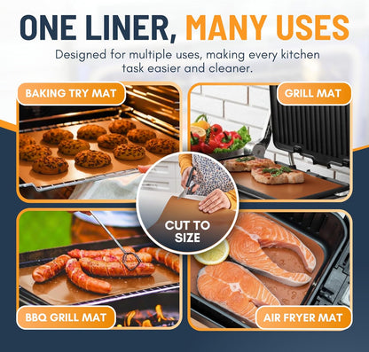Oven Liners for Bottom of Oven - 2 Pack Large Heavy Duty Mats, 17”x25” Non-Stick Reusable Liner for Electric, Gas, Toaster Ovens, Grills - BPA & PFOA Free Kitchen Accessory to Keep Oven Clean (Black)