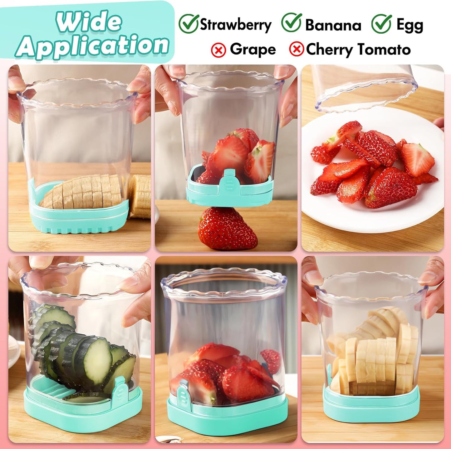 Creative Strawberry & Fruit Slicer - Detachable Cutter with Push Plate (Black)
