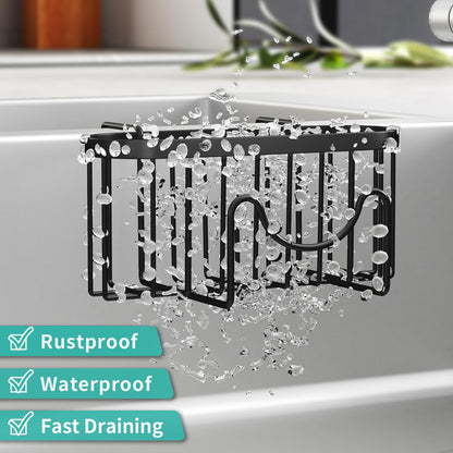 HapiRm Multifunctional Sponge Holder with Unique M-Shaped, 2 Installation Methods Kitchen Sink Caddy Organizer, Rustproof Stainless Steel Kitchen Organizers and Storage Essentials - Black