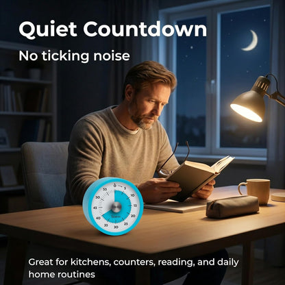 Searon Magnetic Visual Kitchen Timer, 60 Minute Countdown Timer with LED Alert, Turn the Dial to Start, No Winding Needed for Cooking, Baking, Meal Prep & Daily Kitchen Tasks (Blue)
