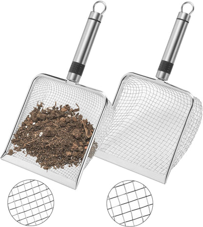 Adnee 2 Pcs Wider Gardening Soil Sifter-5.5" W Garden Sieve Sifter with Handle (3.8/5 mm Mesh)-Portable Gardening Sifter for Gradening Sand Soil Dirt Compost