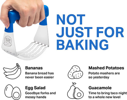 Pastry Cutter Tool - Heavy Duty Stainless Steel Pastry Blender, Comfortable Handle, Dishwasher Safe, Perfect Flaky Pie Crust & Biscuits - Blue