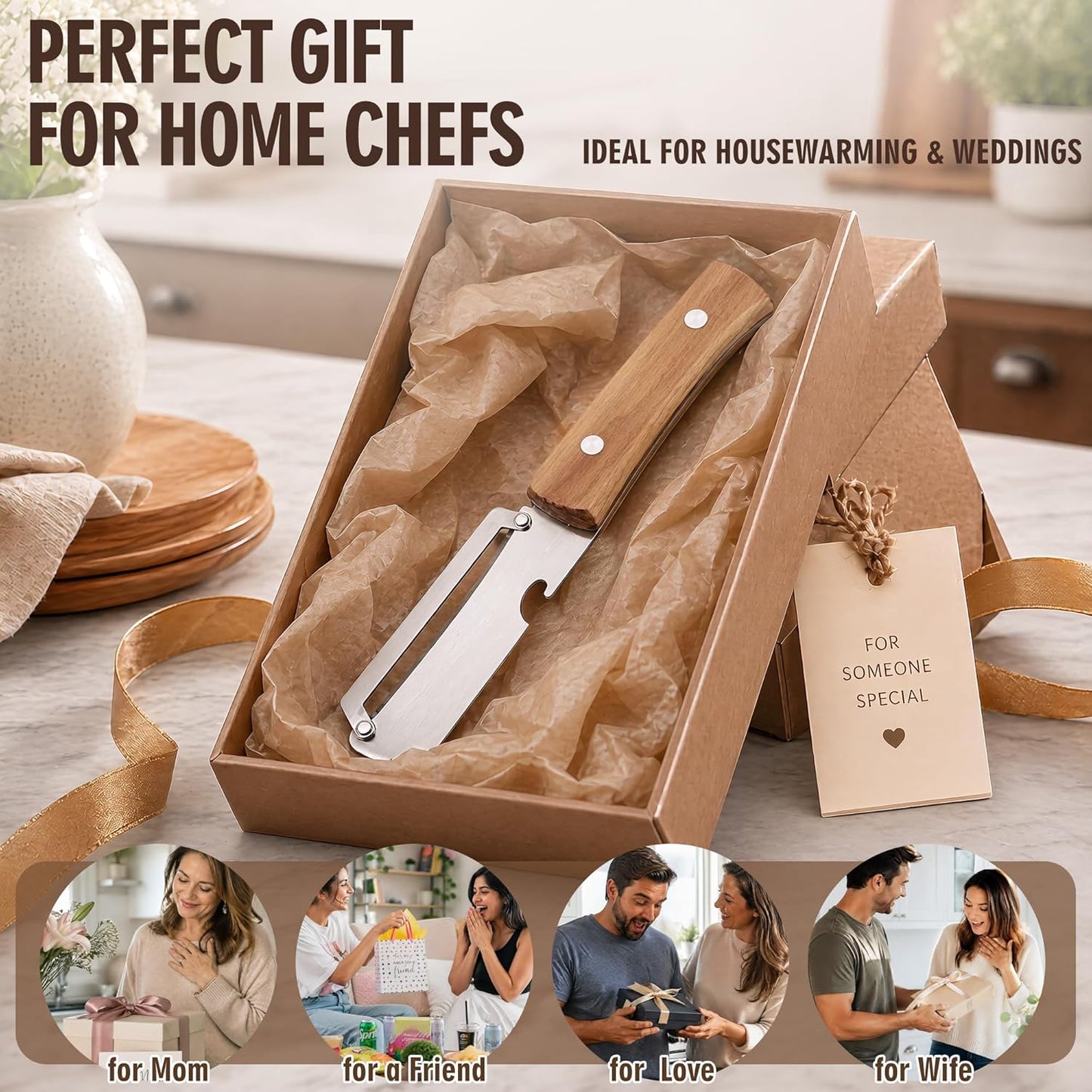 2 Pack Vegetable Peeler, Multi Functional Premium 2-in-1 Potato Peelers, with Wooden Handle & Bottle Opener, Stainless Steel Kitchen Tool for Fruit Potato Pumpkin Papaya, Pare Necessary Kitchen Tools
