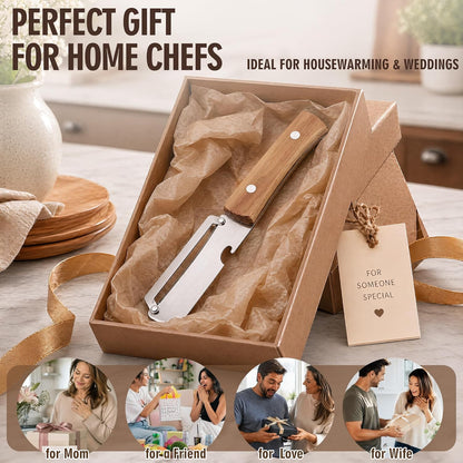 2 Pack Vegetable Peeler, Multi Functional Premium 2-in-1 Potato Peelers, with Wooden Handle & Bottle Opener, Stainless Steel Kitchen Tool for Fruit Potato Pumpkin Papaya, Pare Necessary Kitchen Tools