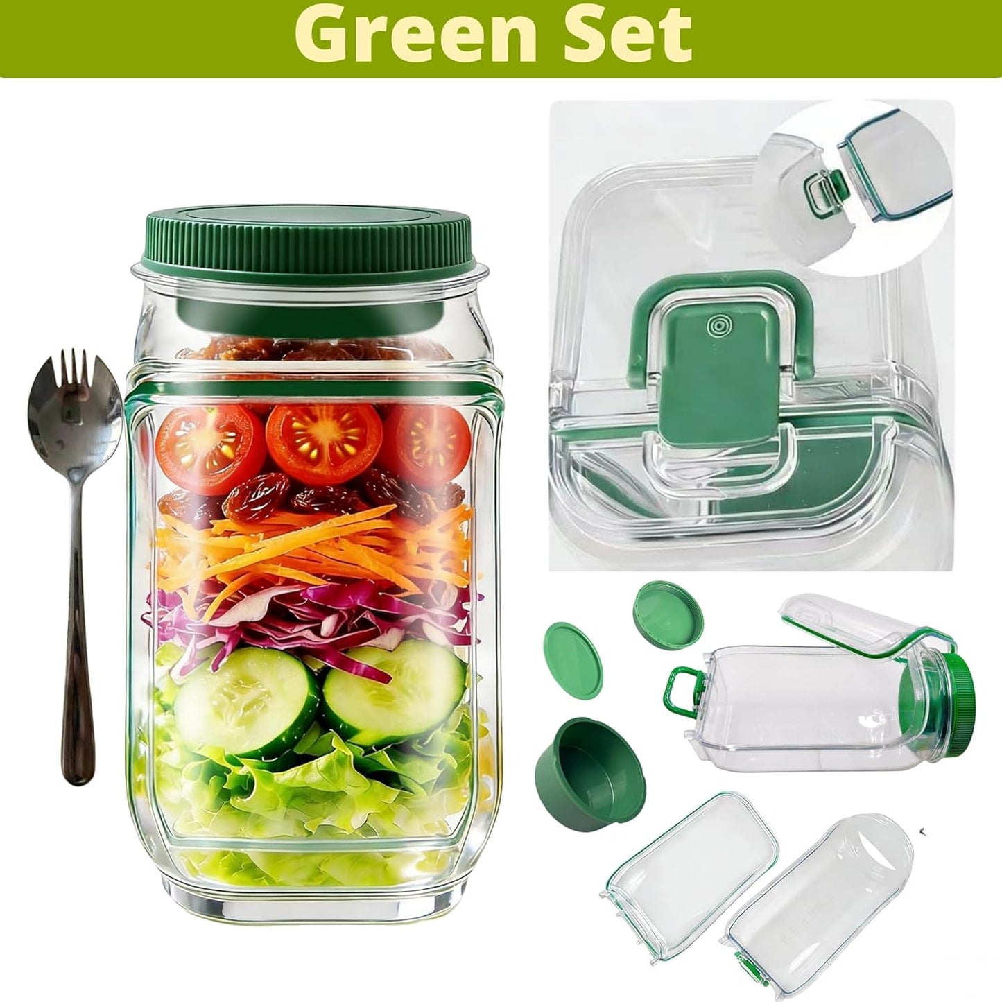 Salad Pod Mason Jar Side Open For Office, Travel, Gym & Picnic With Dressing Cup & Lid - Leak Proof Salad Container For Lunch - Safe, User-Friendly & Easy Clean Salad Jar With Side Opening ( Pink )