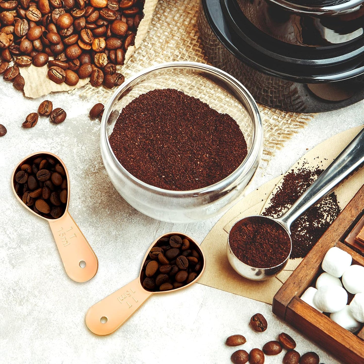 Patelai 3 Pieces Coffee Scoop Tablespoon Measuring Spoons Stainless Steel Coffee Scoops Short Handle Tablespoon for Tea Sugar Kitchen Gifts(15 ml,Silver)