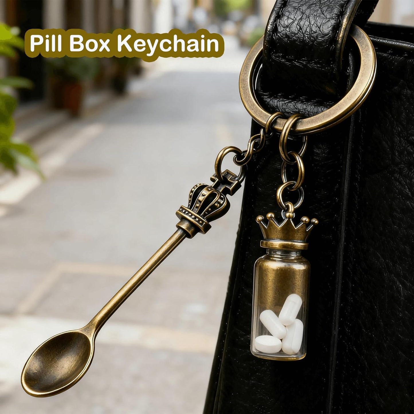 8 Pack Small Measuring Tools Spoon Keychain with Split Key Rings, Metal Mini Powder Spoons for Medicine, Pill Bottle, Craft, Partty (Multicolor, Tiny)