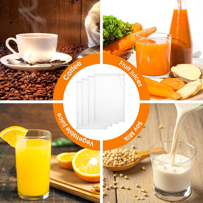 4 Pack Nut Milk Bag 12 x 8 Inch Nut Bag Strainer Reusable Nylon Cloth Bags for Straining 200 Mesh Fine Mesh Bags for Straining Fruit Juice Coffee Yogurt Cheese Tofu Cold Brew Filter