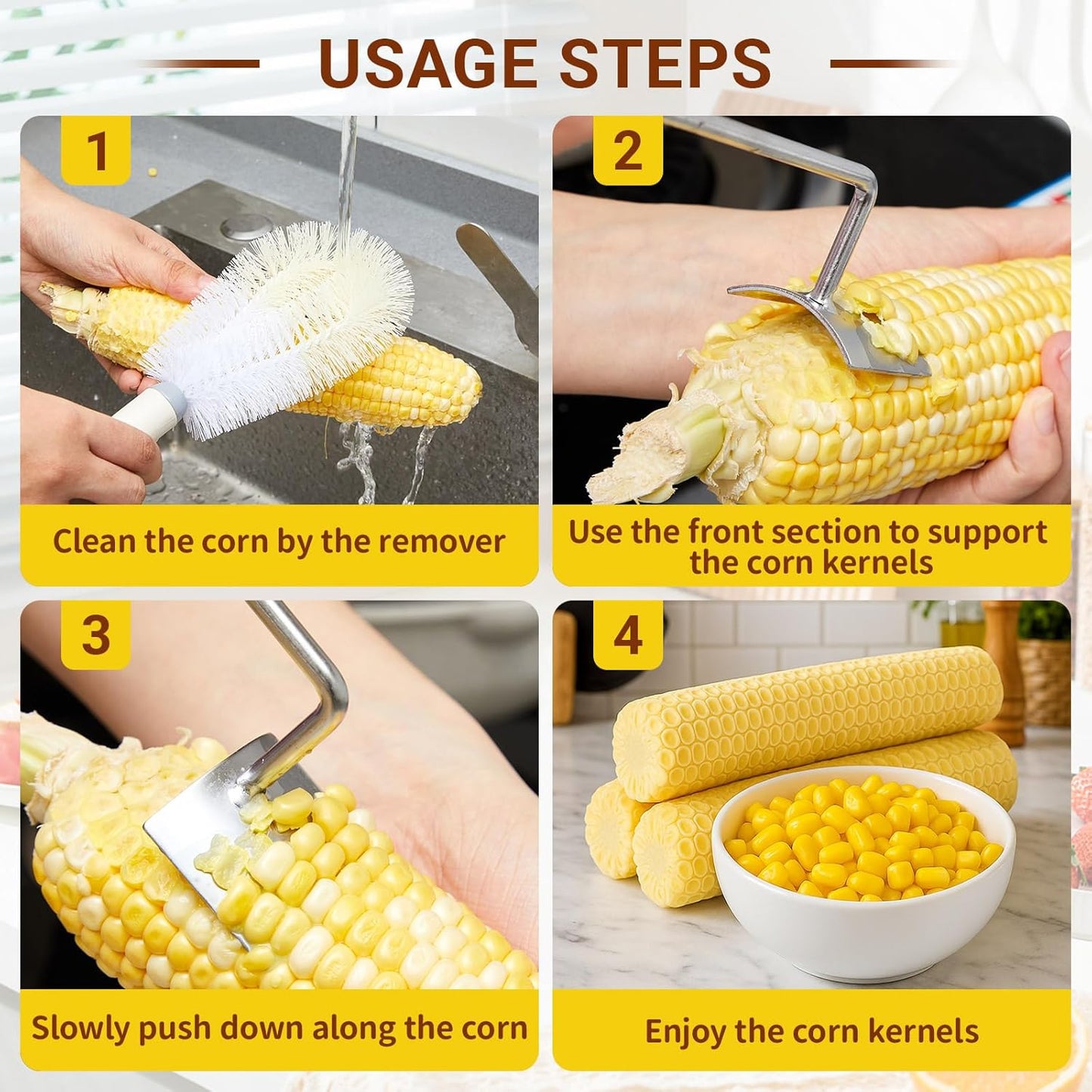 Nuogo Corn Peeler with Corn Silk Remover Stainless Steel Stripping Tool for Home & Outdoor Barbecue