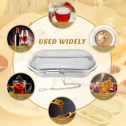 Hoolerry 3 Pcs Tea Ball Infusers Loose Leaf Tea Strainers Steeper Stainless Steel Mesh Floating Oval Filters 4.25 x 1.75 Inch for Kitchen and Home