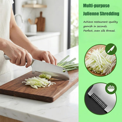 Stainless Steel Multi-Purpose Julienne Peeler, 2-in-1 Vegetable Julienne Slicer Blade, Quick & Easy Kitchen Multifunctional Shredder Cutter Tool for Fruit, Potatoes, Carrot, Green Onion (Small)