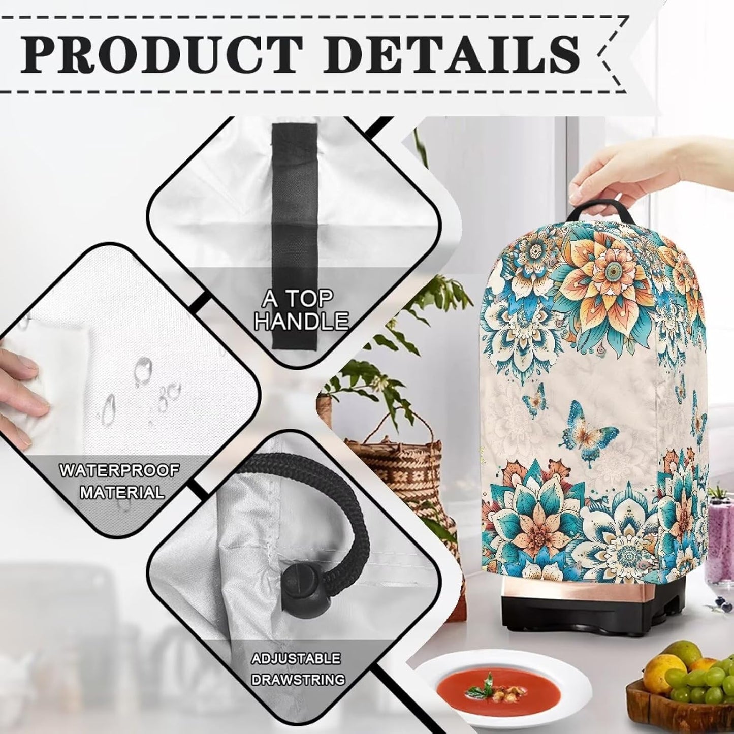 Coffee Pastry Blender Dust Cover with Drawstring Field Stand Mixer or Coffee Maker Cover Anti Fingerprint Polyester Appliance for Home Kitchen Decor