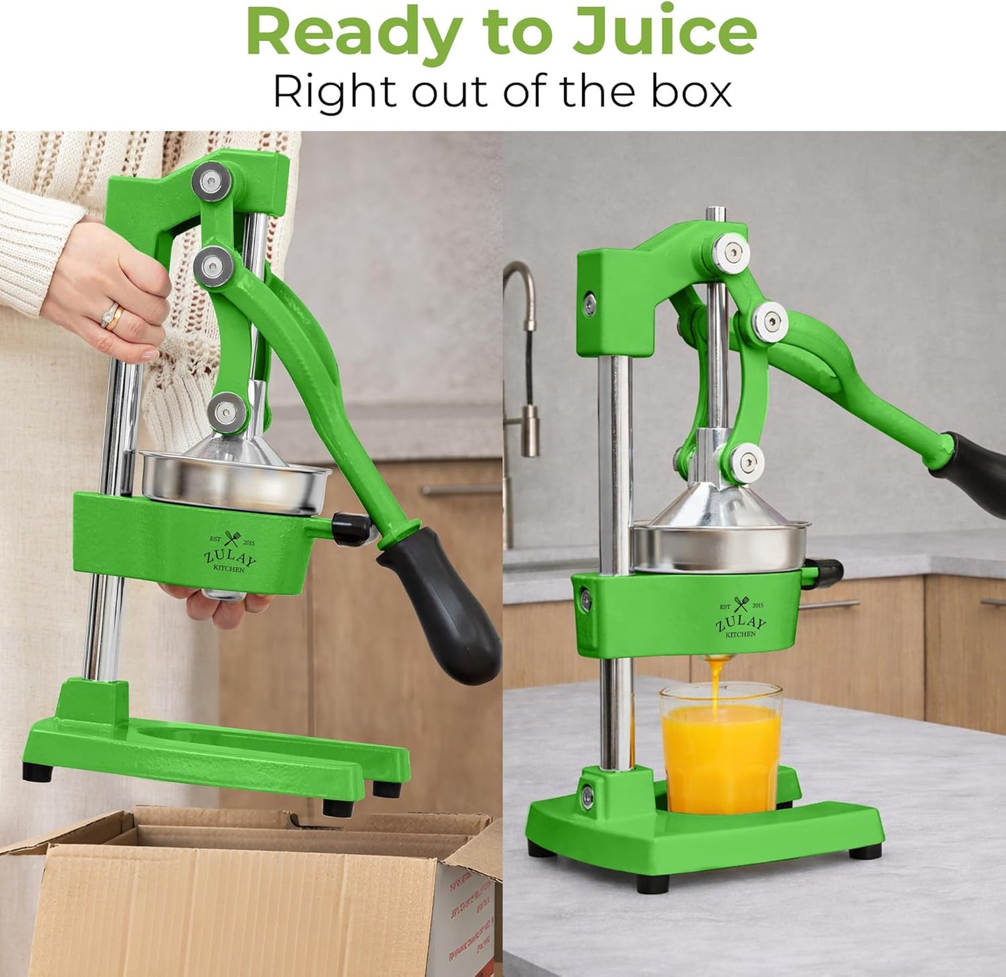 Zulay Kitchen Cast Iron Juicer - Heavy Duty Manual Juicer with Detachable Strainers for Easy Cleaning, Orange Juice Press for Citrus Fruits, Perfect for Bartenders, Juice Lovers & Health Enthusiasts