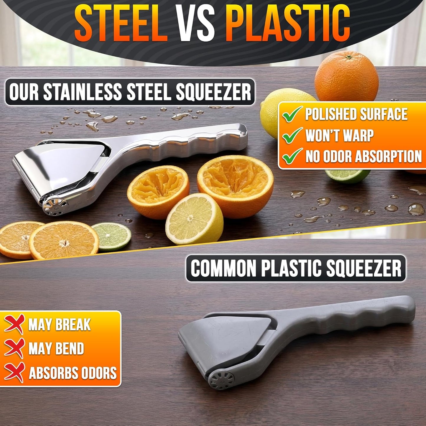 Hand Juicer Squeezer - Aluminum Manual Juicer Hand Press with Ergonomic Handle, 20 Oz Large Capacity Lemon Squeezer for Pomegranate, Orange, Lime & Citrus Fruits with Direct Pour Spout, Hand Wash Only