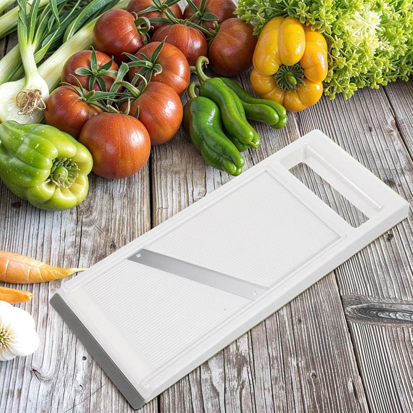 Hand Mandoline Slicer,Portable Handheld Vegetable Mandoline Slicer with Stainless Steel Blade, Cucumber Clicer Thin for Vegetables,Fruits,Potatoes,Cheese,Carrots,Quick Uniform Slice,White