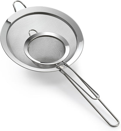 Luckyiren Premium 304 Stainless Steel Fine Mesh Strainer – Multi-Use Colander, Sieve, and Filter for Rice, Juice, Quinoa, Flour, Baking, Cooking, and Meal Prep – Durable, Easy-to-Clean Kitchen Tool