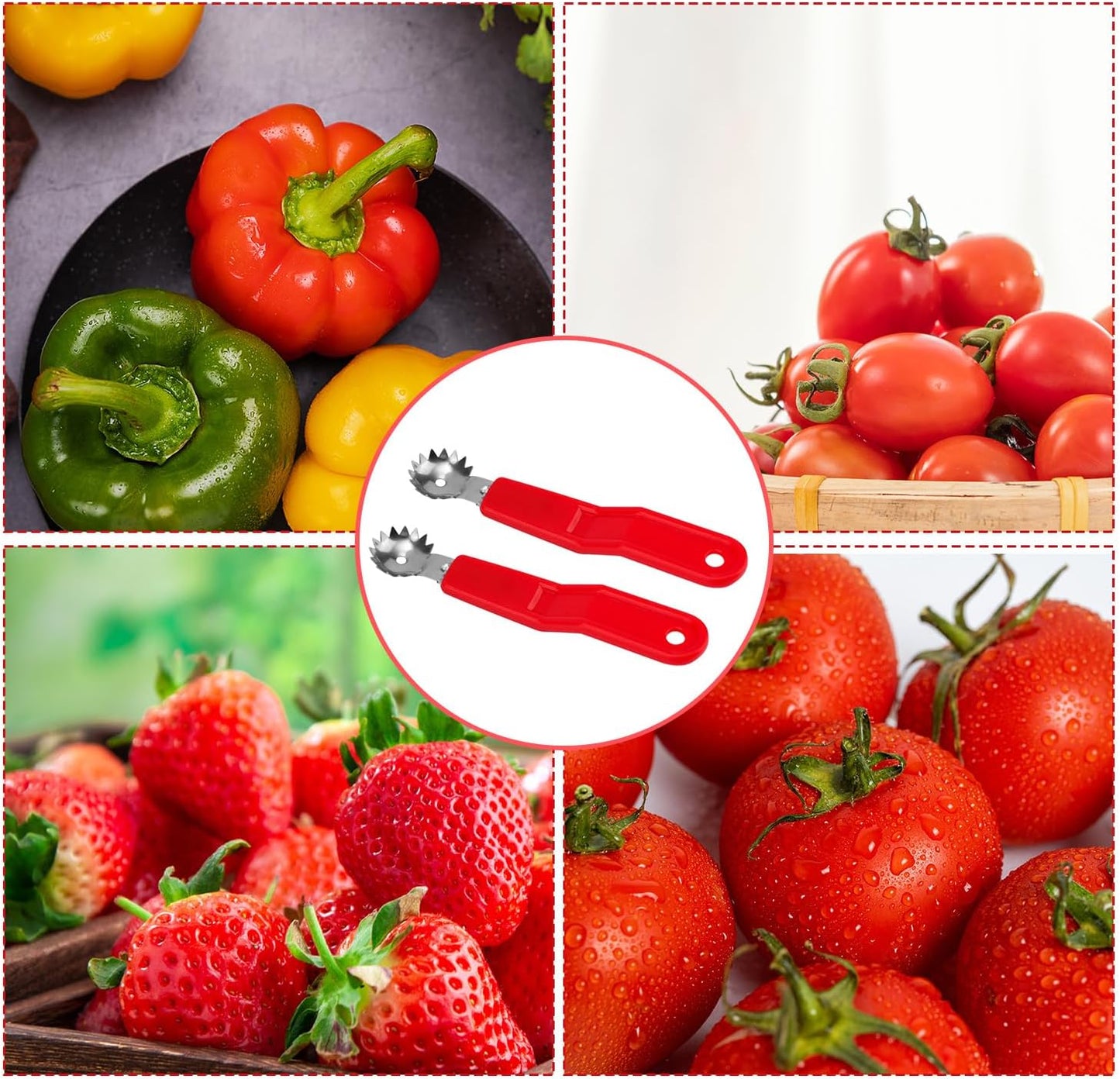4pcs Tomato Corer Tools, Stainless Steel Strawberry Huller Fruit & Vegetable Stem Remover Practical Kitchen Tool for Dessert & Salad Prep