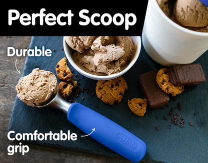 SUMO Stainless Steel Ice Cream Scoop With Ergonomic Handle - Sturdy, Dishwasher-Safe Scooper For Effortless Scooping and Serving Of Frozen Desserts, Comfortable Grip - Blue