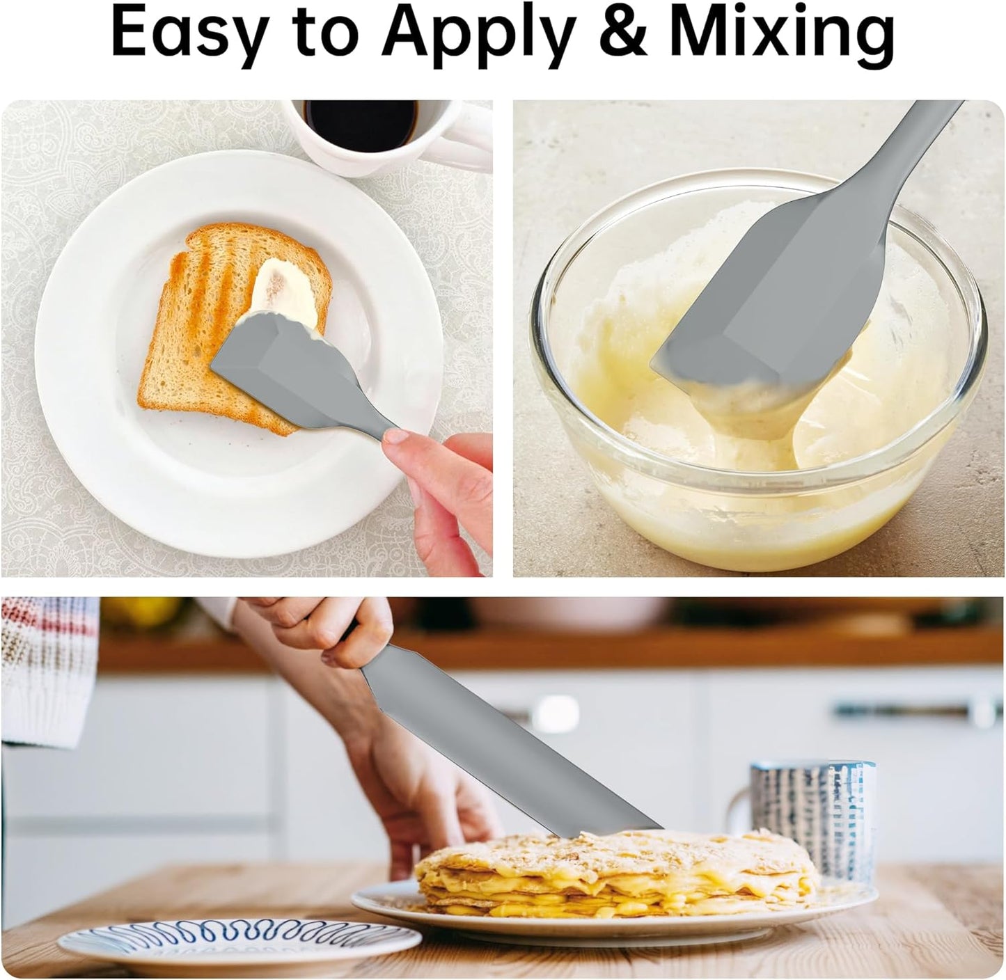 5-Piece Silicone Spatula Set - Heat Resistant 446°F Food Grade BPA Free, Nonstick Cookware Safe Dishwasher Safe Kitchen Tools for Baking, Cooking, Stirring, Multicolor.