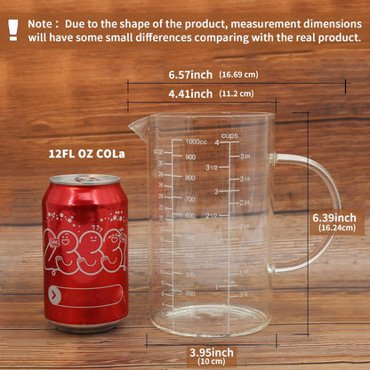 Newness 2-Cup Glass Measuring Cup For Baking and Cooking, (Upgraded, 3 Marking Including Cup/ML/Ounce Scale) Dishwasher, Freezer, Microwave, and Preheated Oven Safe, Essential Kitchen Tools