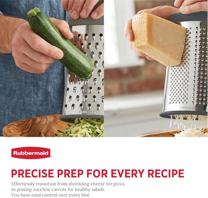 Rubbermaid Stainless Steel Cheese Grater - 9.5" Oval Handheld Box Grater with EZ Grip Handle - Multi-Surface Food & Cheese Shredder | Zester & Graters for Kitchen - Dishwasher Safe, Black