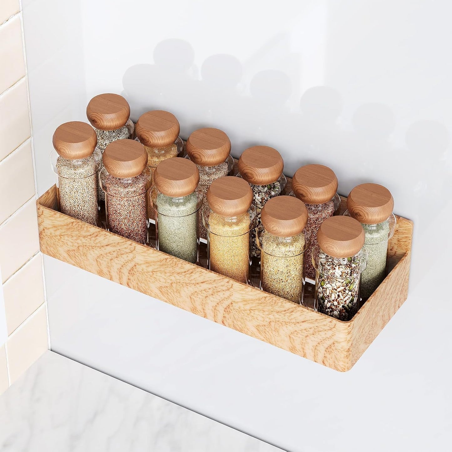 Mystozer Magnetic Spice Rack for Refrigerator, Kitchen Organizer and Storage Shelf, Black (4 Pack)…