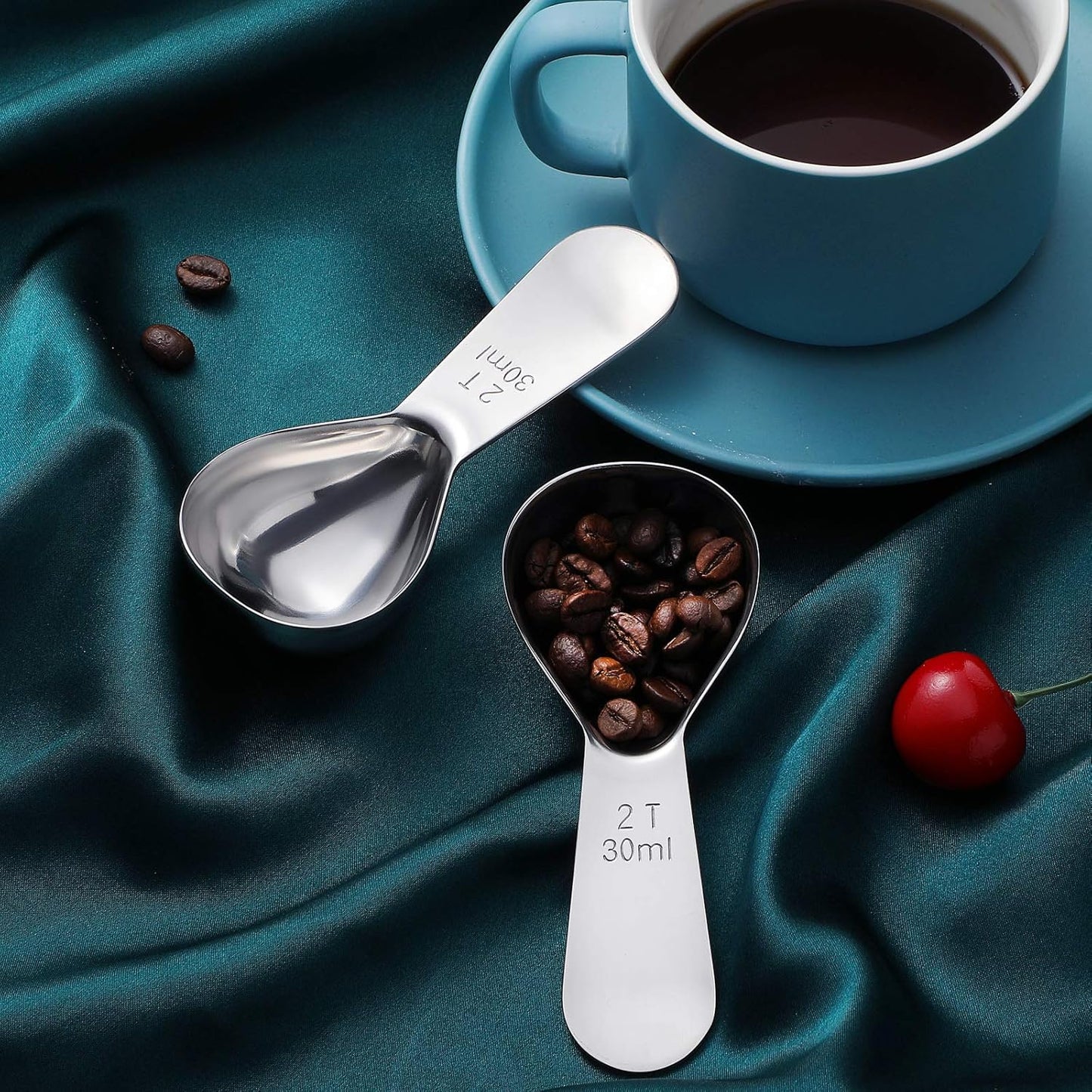 Patelai 3 Pieces Coffee Scoop Tablespoon Measuring Spoons Stainless Steel Coffee Scoops Short Handle Tablespoon for Tea Sugar Kitchen Gifts(15 ml,Silver)