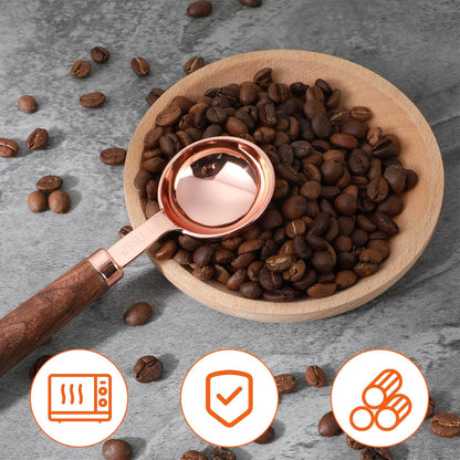 Nogeqi 1 Tablespoon Scoop, Coffee Measuring Spoon with Wood Handle, Stainless Steel Coffee Scoop for Beans,Espresso, Protein Powders, Tea, Sugar(1 Tbsp/15ml)