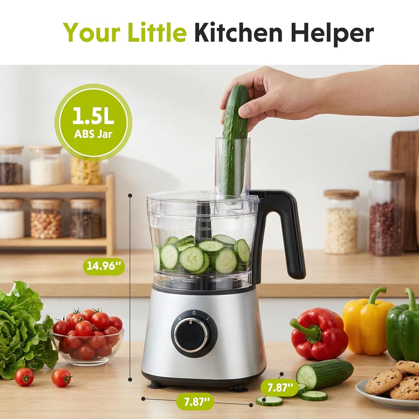 Simple Deluxe 10.5 Cup Food Processor, Multi-Functional Vegetable Choppers Food Grinder with Slicing Shredding Chopping Kneading, Suitable for Smoothie Fruit Dough, 2.6QT, Classic White