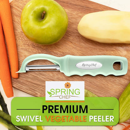Spring Chef Premium Swivel Vegetable Peeler, Soft Grip Handle and Ultra Sharp Stainless Steel Blades - Perfect Kitchen Peeler For Veggie, Fruit, Potato, Carrot, Apple - Pink Lemonade
