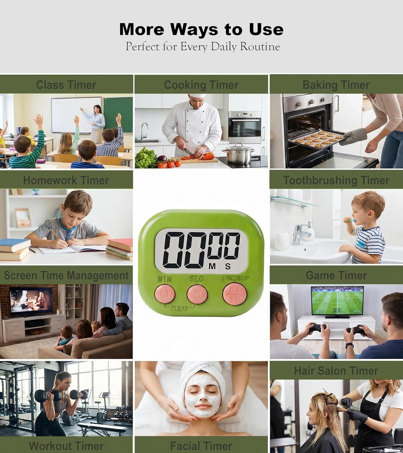 Digital Timer for Classroom Teachers Students, Magnetic Kitchen Countdown Timer, Easy Timers for Kids Homework Study Cooking Gym Game, 6 Pcs