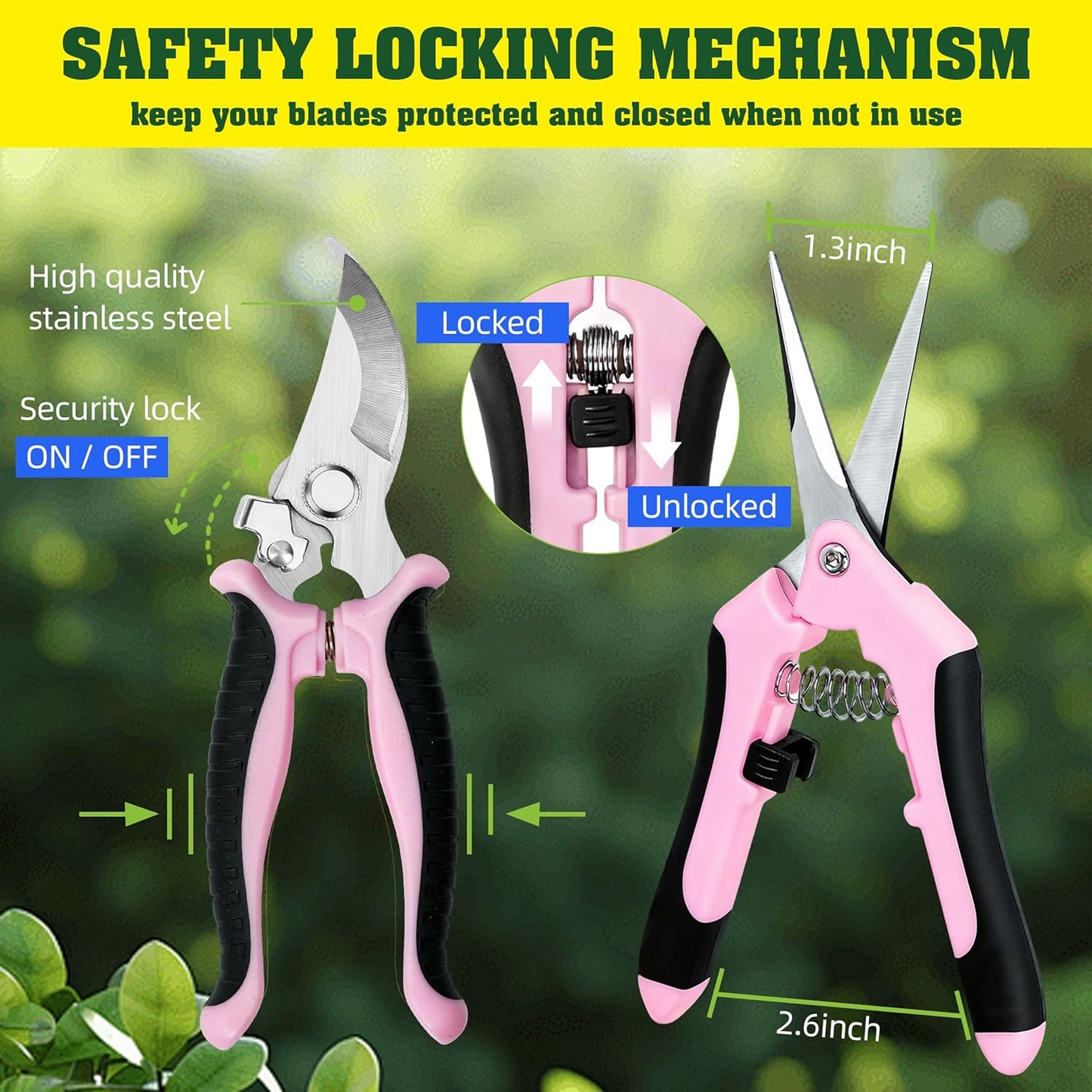 EWPJDK 4 Pack Garden Pruning Shears, Stainless Steel Garden Shears, Gardening Shears, Garden Scissors, Clippers, Pruning Snips, Pruning Shears for Gardening Tools (4PCS Yellow Orange Green)