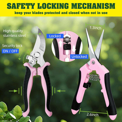 EWPJDK 4 Pack Garden Pruning Shears, Stainless Steel Garden Shears, Gardening Shears, Garden Scissors, Clippers, Pruning Snips, Pruning Shears for Gardening Tools (4PCS Yellow Orange Green)