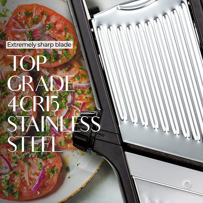 Gramercy Adjustable Mandoline Food Slicer, Mandoline Slicer for Kitchen, Mandolin, Potato, Tomato, Carrot, Vegetable, Fruit and Onion Cutter - Stainless Steel - INCLUDING 1 Pair Cut-Resistant Gloves