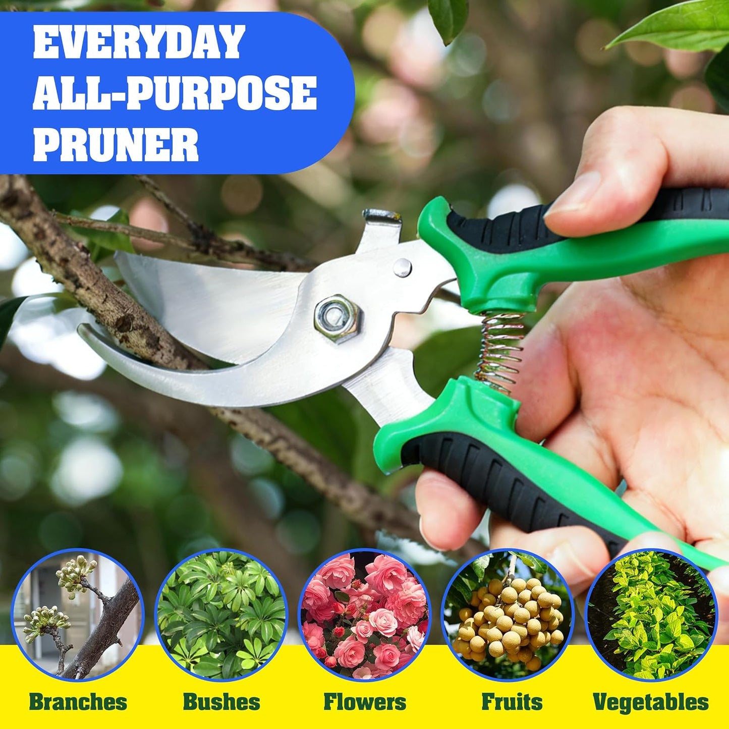 EWPJDK 4 Pack Garden Pruning Shears, Stainless Steel Garden Shears, Gardening Shears, Garden Scissors, Clippers, Pruning Snips, Pruning Shears for Gardening Tools (4PCS Yellow Orange Green)