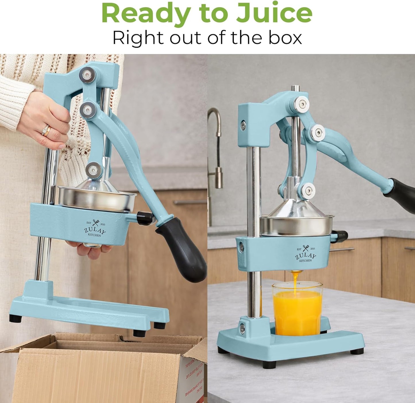Zulay Kitchen Cast Iron Juicer - Heavy Duty Manual Juicer with Detachable Strainers for Easy Cleaning, Orange Juice Press for Citrus Fruits, Perfect for Bartenders, Juice Lovers & Health Enthusiasts