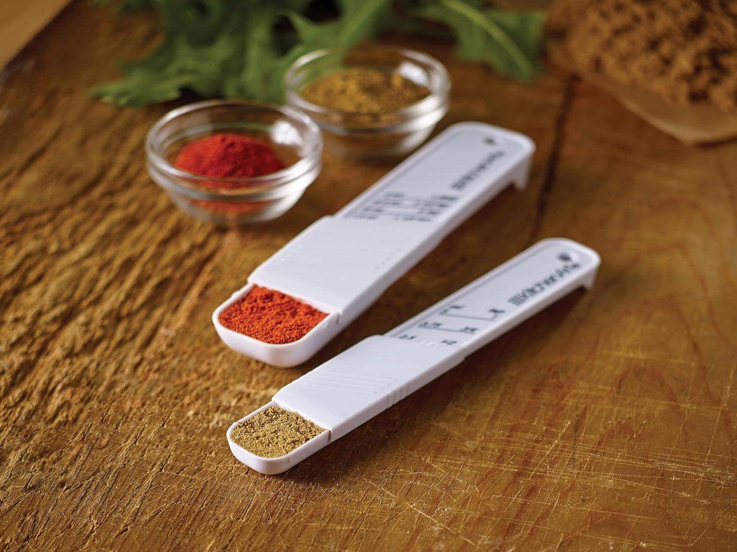KitchenArt Adjust-A-Teaspoon And Adjust-A-Tablespoon Set, Plastic, 2-Piece, White,9 x 3.5 x 0.75 inches