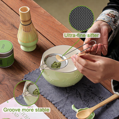 Clay&Fire Matcha Whisk Set, 9 pcs Ceramic Matcha Set, Gifts for Women,Matcha Bowl with Spout and Whisk, Matcha Kit for Matcha Lovers, Gift Mother's Day, Birthday, Anniversary