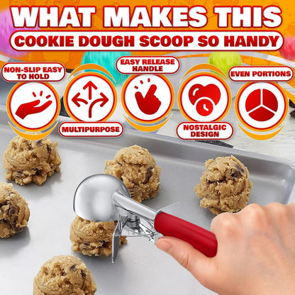 Cookie Scoop Set - Ice Cream Scoop with Trigger - Cookie Scoops for Baking Set of 3#16 (2.7 oz), #20 (2 oz), #30 (1.25 oz), Stainless Steel Versatile Tool, Portion Control for Cookies and Treats Prep