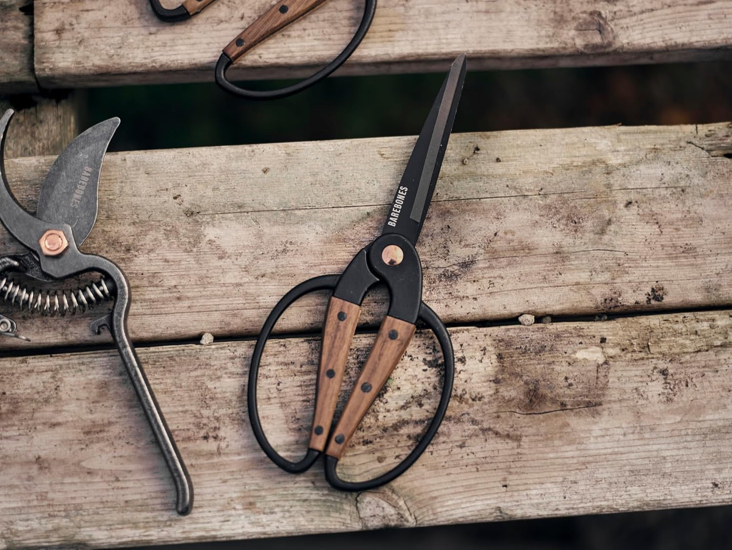 Barebones Garden Scissors - Walnut Scissors - Garden Supplies and Indoor Plant Accessories - Plant Shears with Wide Handles - Comfortable Fit Trimming Shears (Small)