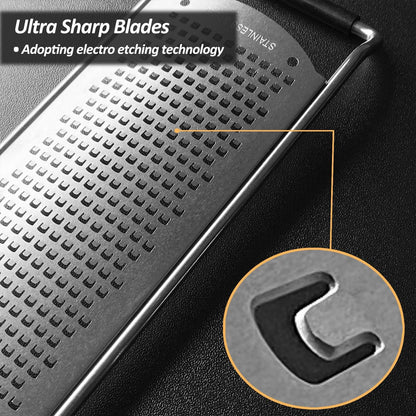 Professional Zester Grater Extra Coarse for Potato, Zucchini, Carrot, Apple, Cabbage and Cheese, Kitchen Grater with Razor-Sharp Stainless Steel Blade (Extra Coarse)