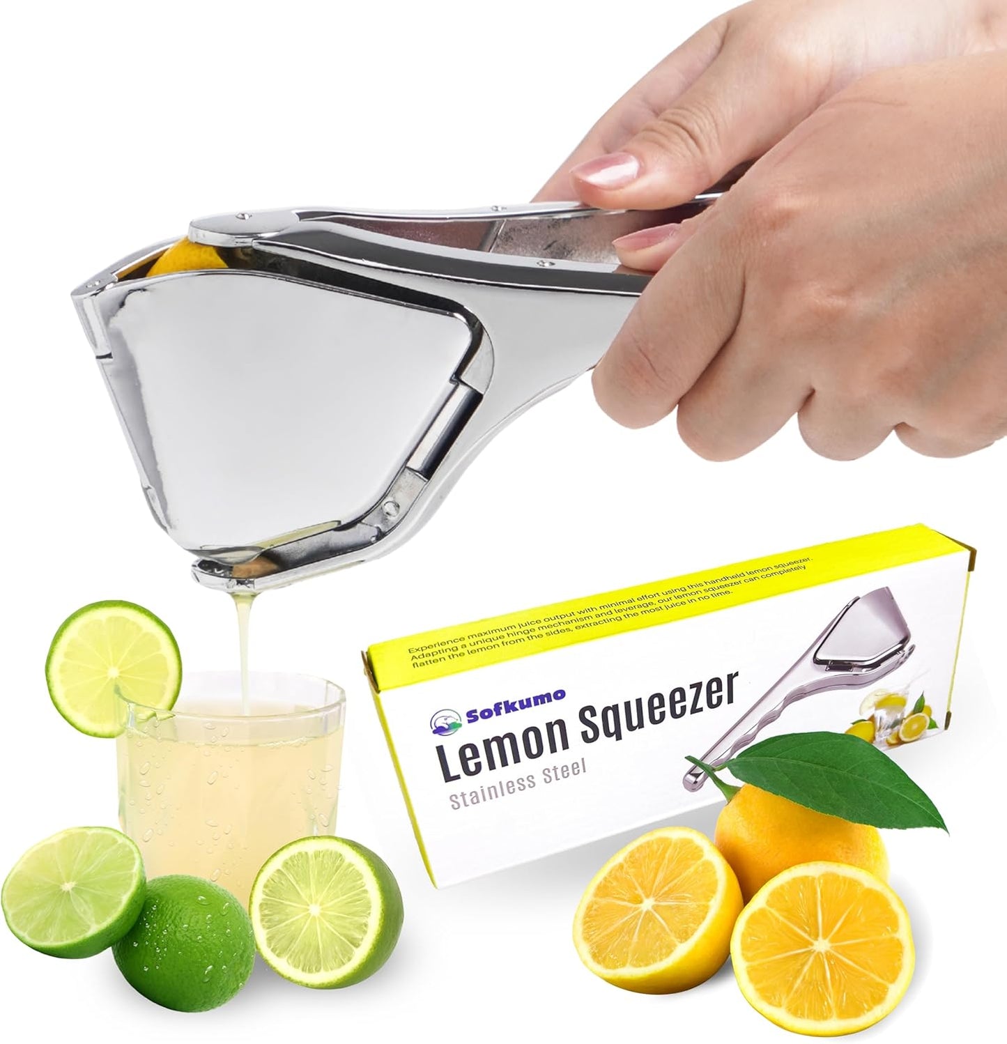 Heavy‑Duty Stainless Steel Lemon Squeezer | Hand Press Citrus Juicer for Lemons, Limes & Oranges – Ergonomic, Rust‑Proof, Dishwasher Safe