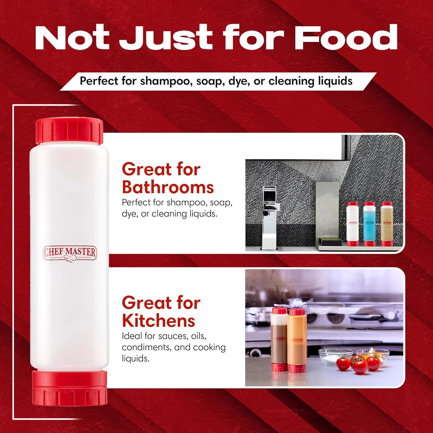Chef Master Squeeze Bottle for Sauces (16oz) - Inverted, FIFO Refillable Bottle - Condiment Squeeze Container for Liquids, Sauce, Batter & Dressing - Made for Restaurants, Diners & Food Trucks - 90290