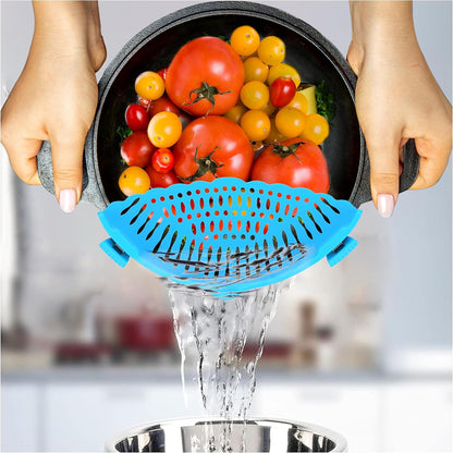 Silicone Pasta Strainer Insert - Clip On for Pots & Pans - Easy Pasta Draining