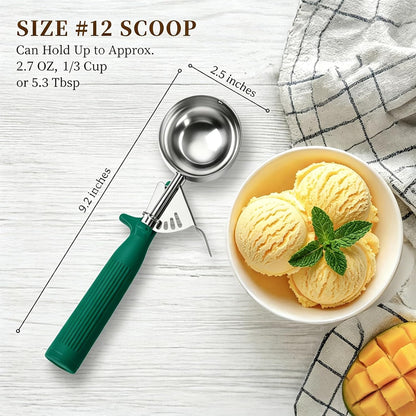 HOMURE H 4 oz Scoop, Large Ice Cream Scoop with Trigger, #8 Disher, Muffin Scoop, Portion Scoop, Cookie Scoop for Baking, Grey Handle, for Making Ice Cream Cookie Muffin Cupcake Mashed Potato
