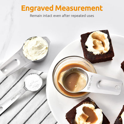 Measuring Cups, U-Taste Magnetic Measuring Cups and Spoons Set of 13 in 18/8 Stainless Steel: 7 Measuring Cups and 5 Measuring Spoons with 1 Professional Magnetic Measurement Conversion Chart